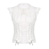 Bandage Design Single-breasted Fairycore Blouse